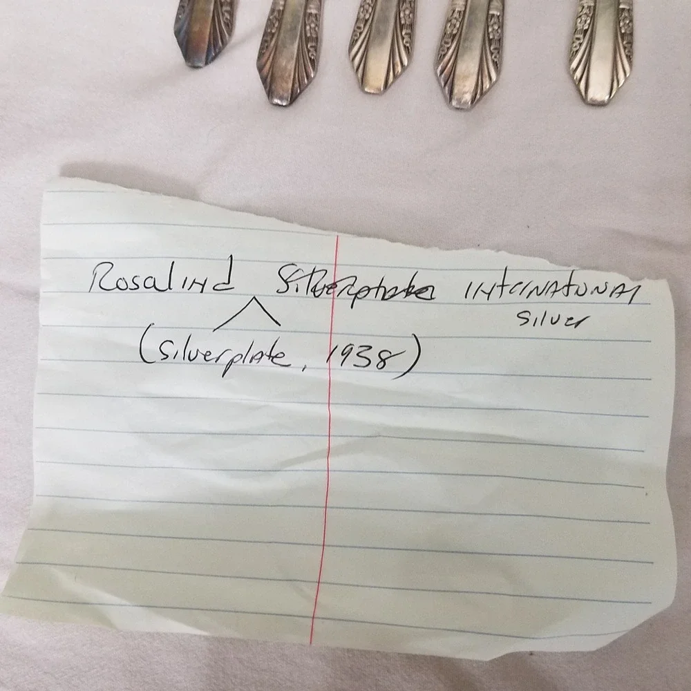 Rogers IS Rosalind Salad Forks Set of 8 Silverplate 1938 Vintage Art Deco Floral